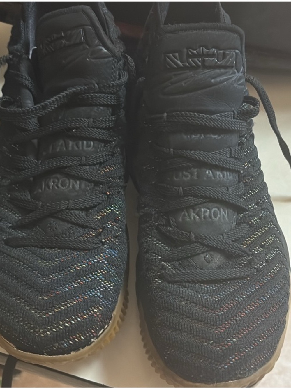 Size 9 black men LeBron 16’s